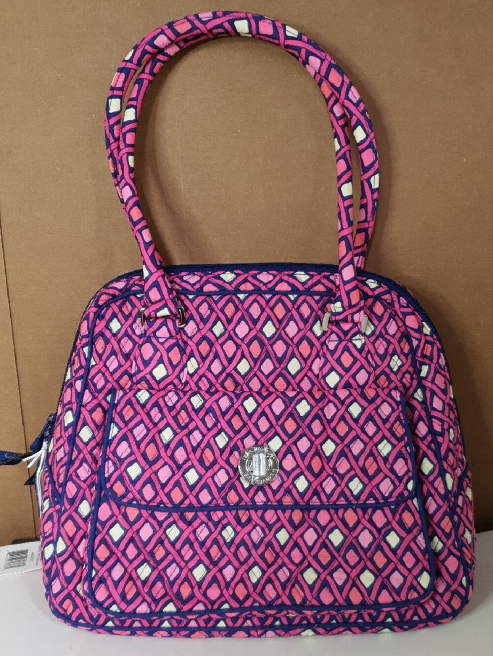 Vera Bradley Turnlock Satchel Katalina Pink Dimonds